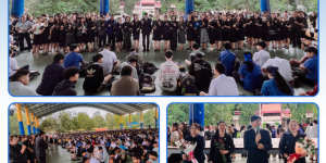 ผู้อำนวยการกาญจนพงษ์ ตราชู กล่าวอำลา คณะผู้บริหาร ครู บุคลากรทางการศึกษาและนักเรียน